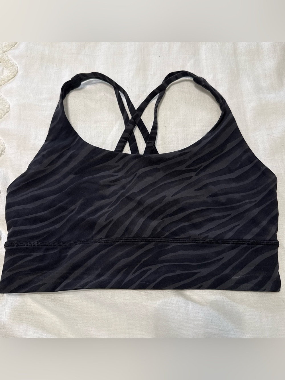 lululemon athletica Black Striped Crisscross Sports Bra